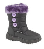 View Item Girls 'Ice' Winter Snow Boots (Black/Lilac)